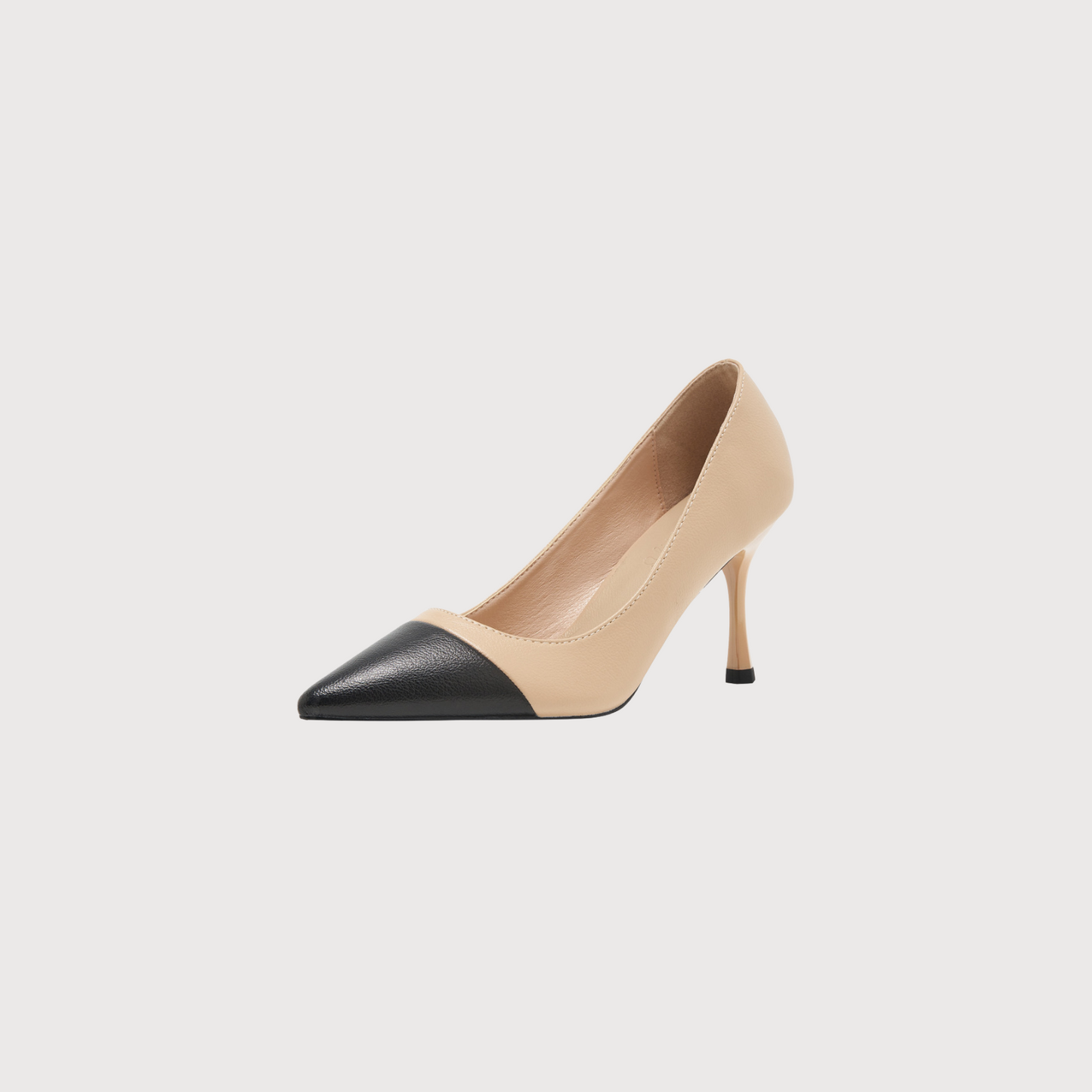 Beige Noir Pointed Pumps 70mm