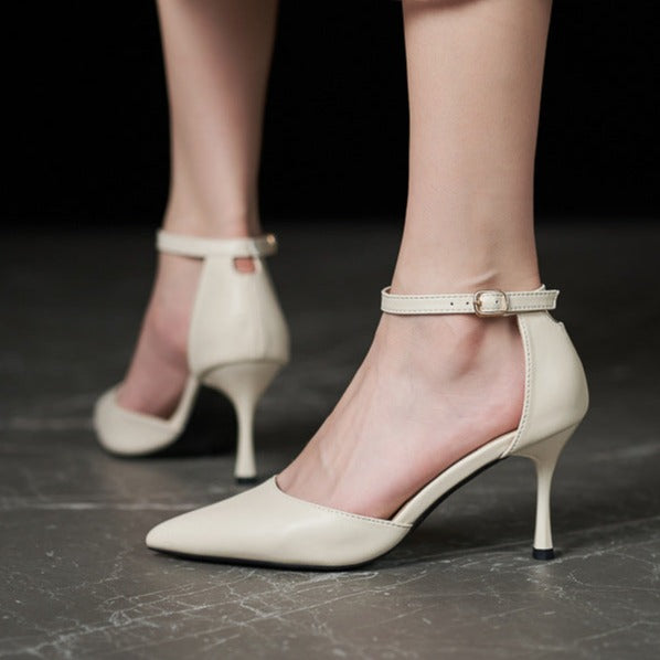 Yve D. - Ivory Elegance Ankle Strap Pumps 70mm