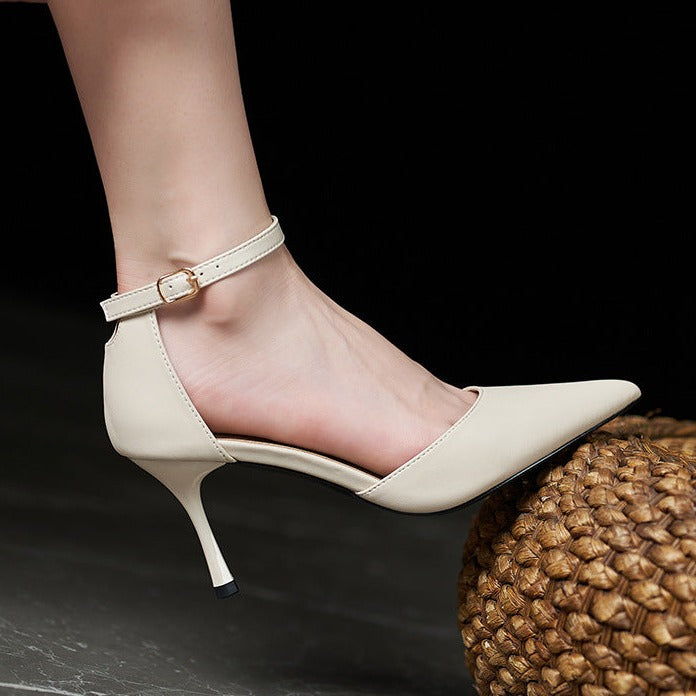 Yve D. - Ivory Elegance Ankle Strap Pumps 70mm