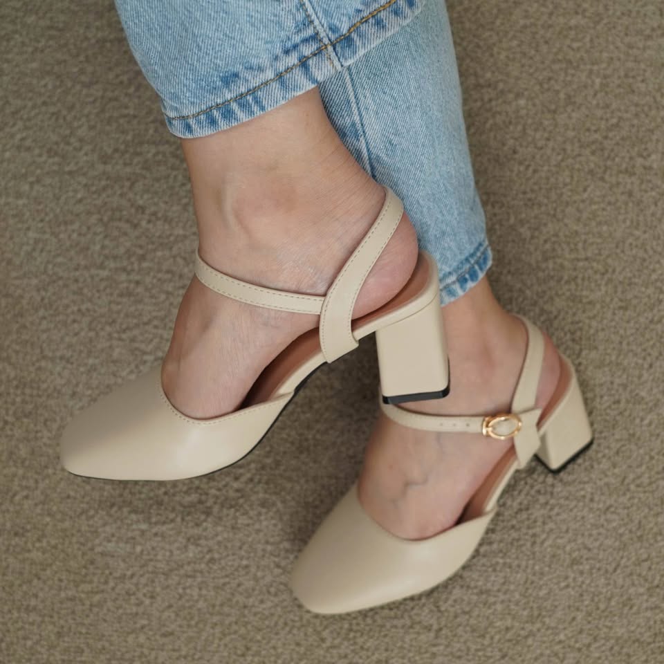 ivory slingback block heels