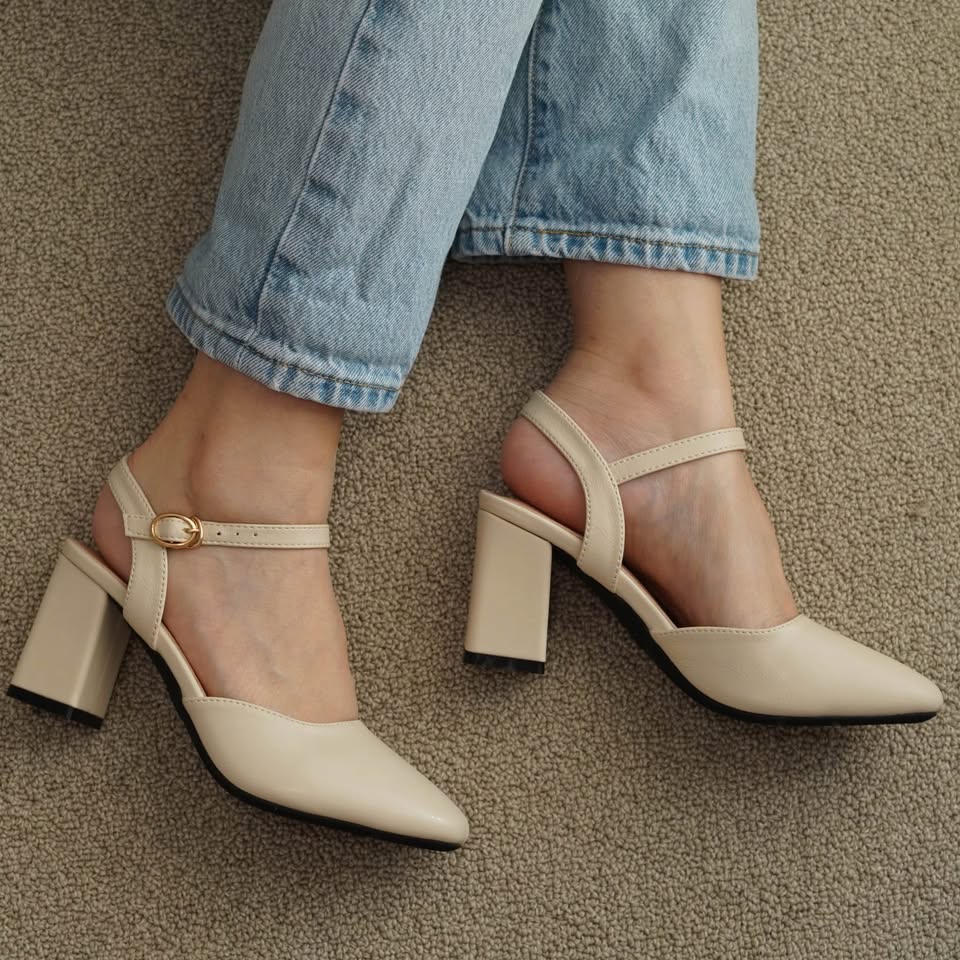 ivory slingback block heels