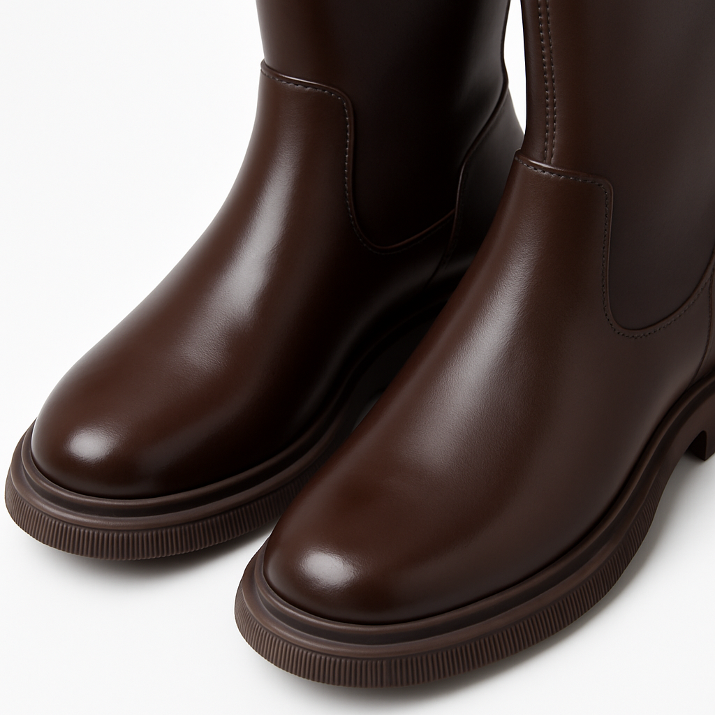 Brown Knee-High Leather Boots - Image 5
