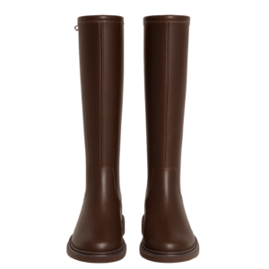 Brown knee-high leather boots size 4 front view
