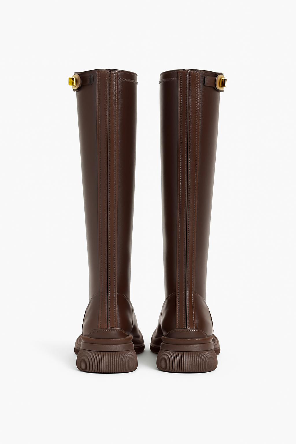 Brown knee-high leather boots size 4 back view